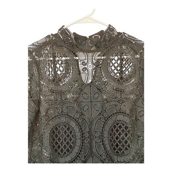 Free People Black Dark Boho Dress Cottage Indie Fairy Festival Hippie Lace Small - Picture 2 of 10